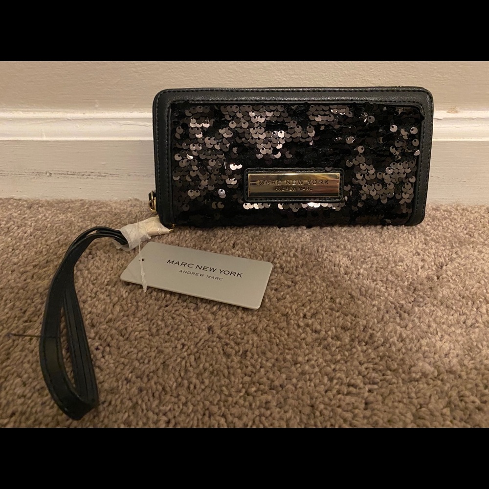 Black sequin wallet